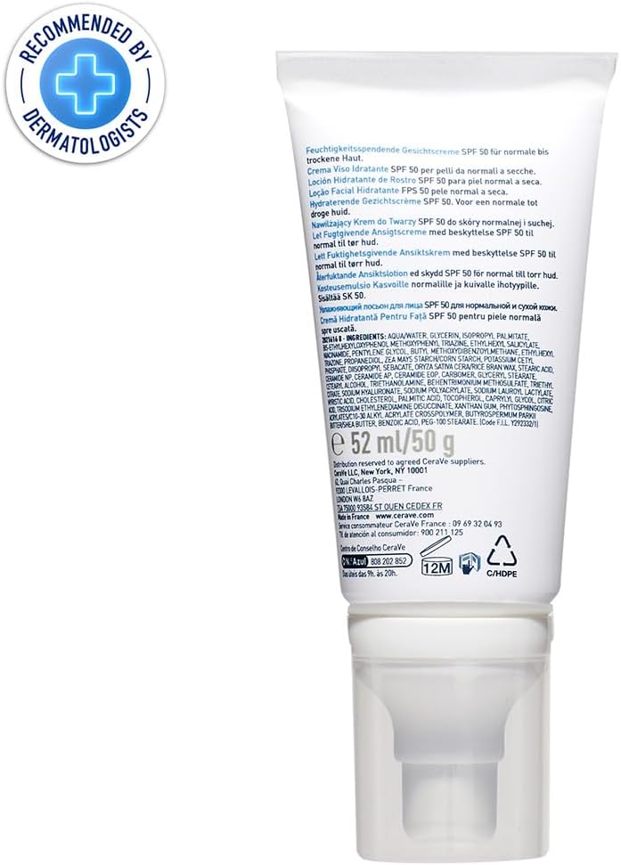 CeraVe AM Facial Moisturizing Lotion SPF50 for Normal to Dry Skin 52ml