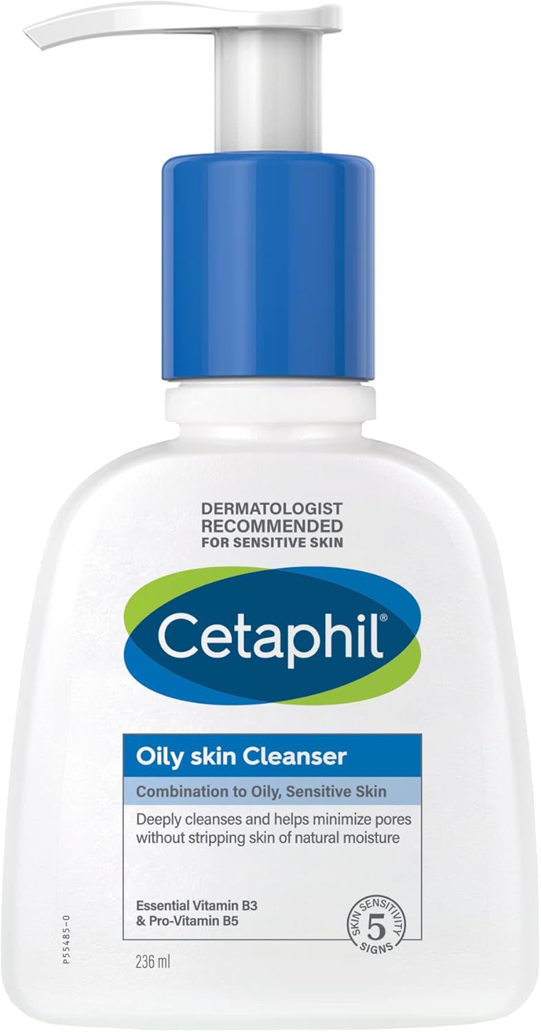 Cetaphil Oily Skin Cleanser, Face & Body Wash for Men & Women, Combination to Oily and Sensitive Skin, Unscented, 236ml