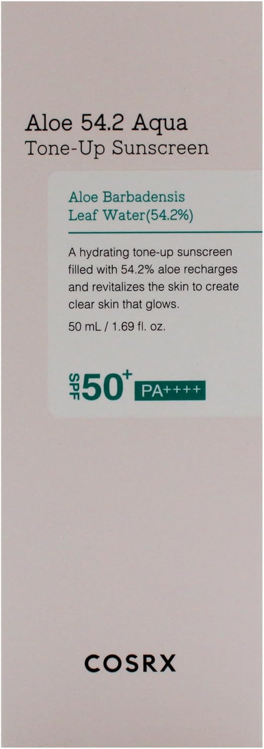 COSRX Aloe 54.2 Aqua Tone-Up Sunscreen SPF 50 Plus for Unisex - 1.69 oz Sunscreen