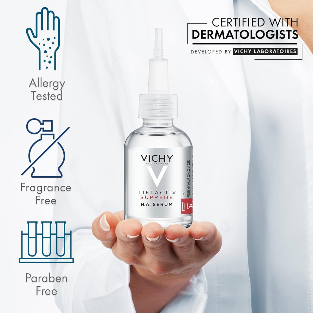 Vichy Liftactiv Supreme HA Filler Hyaluronic Acid Serum To Reduce Wrinkles, Plump, & Smooth 30ml