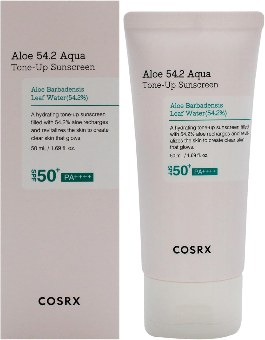 COSRX Aloe 54.2 Aqua Tone-Up Sunscreen SPF 50 Plus for Unisex - 1.69 oz Sunscreen