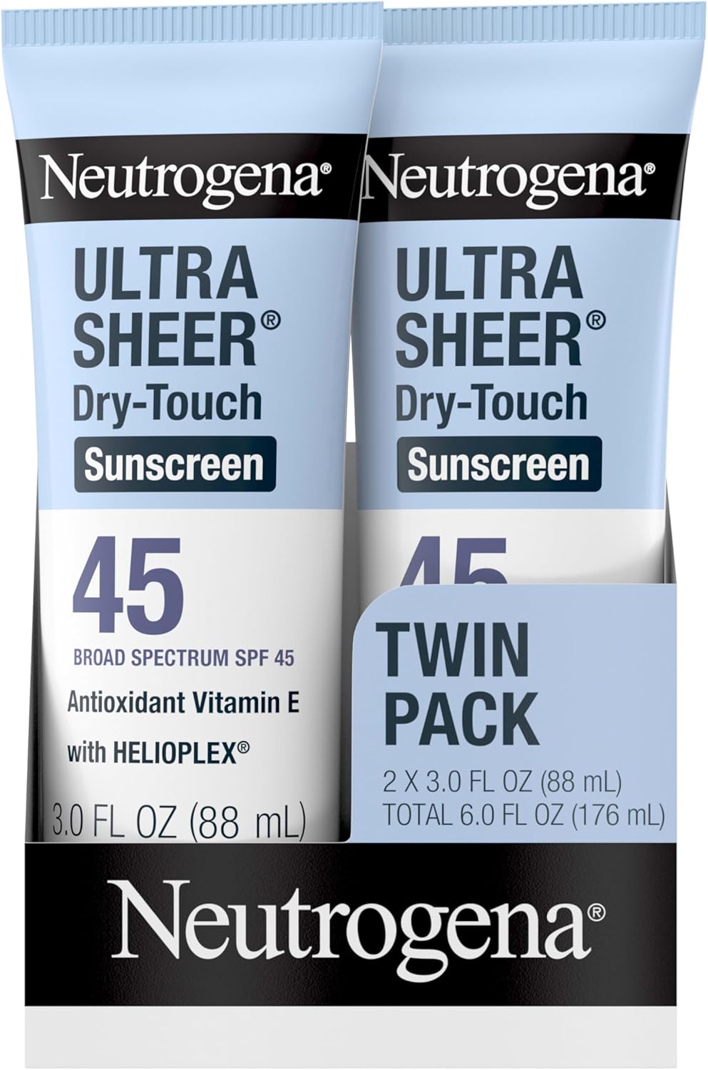 Neutrogena Ultra Sheer Dry-Touch Sunscreen Lotion, Broad Spectrum SPF 55 UVA/UVB Protection, Oxybenzone-Free, Light, Water Resistant, Non-Comedogenic & Non-Greasy, Travel Size, 3 fl. oz