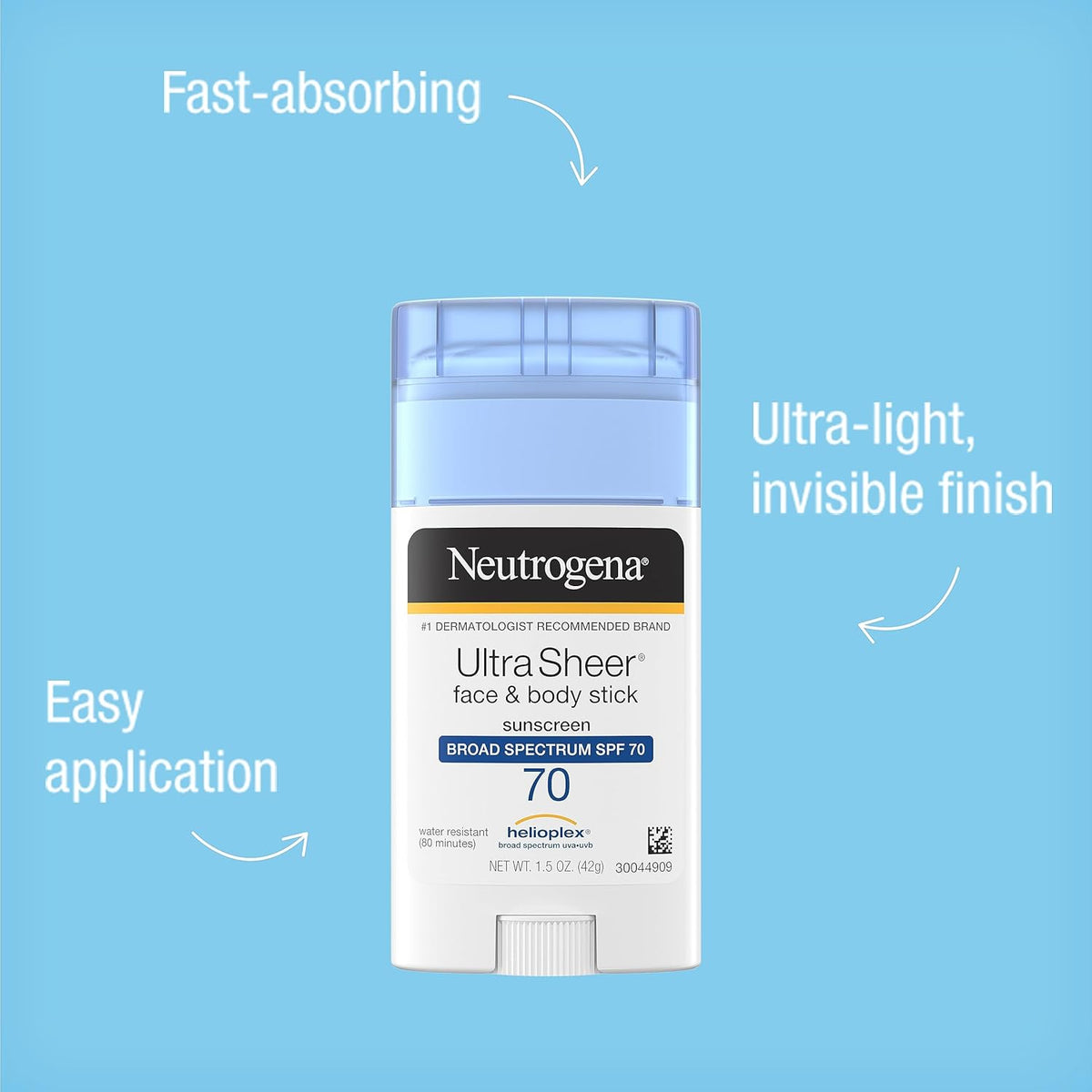 Neutrogena Ultra Sheer Dry-Touch Sunscreen Lotion, Broad Spectrum SPF 55 UVA/UVB Protection, Oxybenzone-Free, Light, Water Resistant, Non-Comedogenic & Non-Greasy, Travel Size, 3 fl. oz