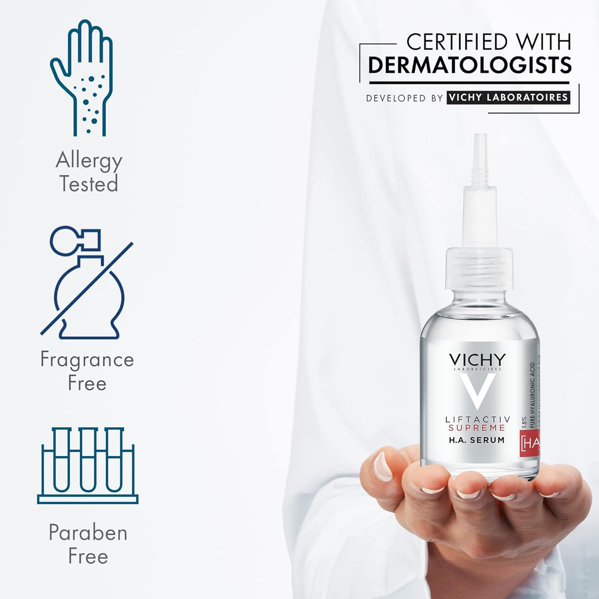 Vichy Liftactiv Supreme HA Filler Hyaluronic Acid Serum To Reduce Wrinkles, Plump, & Smooth 30ml