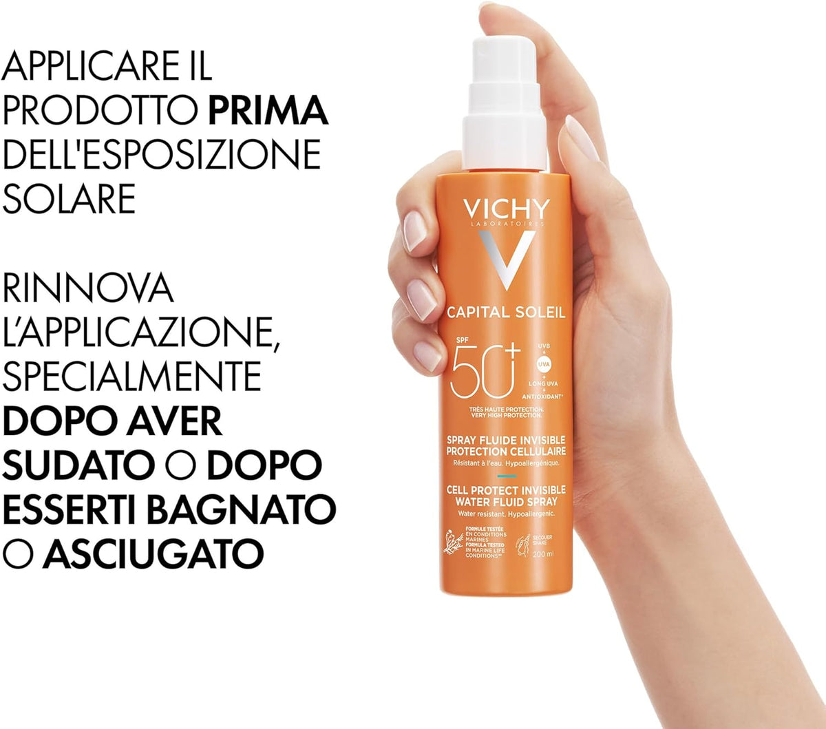 Vichy Capital Soleil Invisible Fluid Sunscreen Spray SPF50+ for Face and Body 200ml